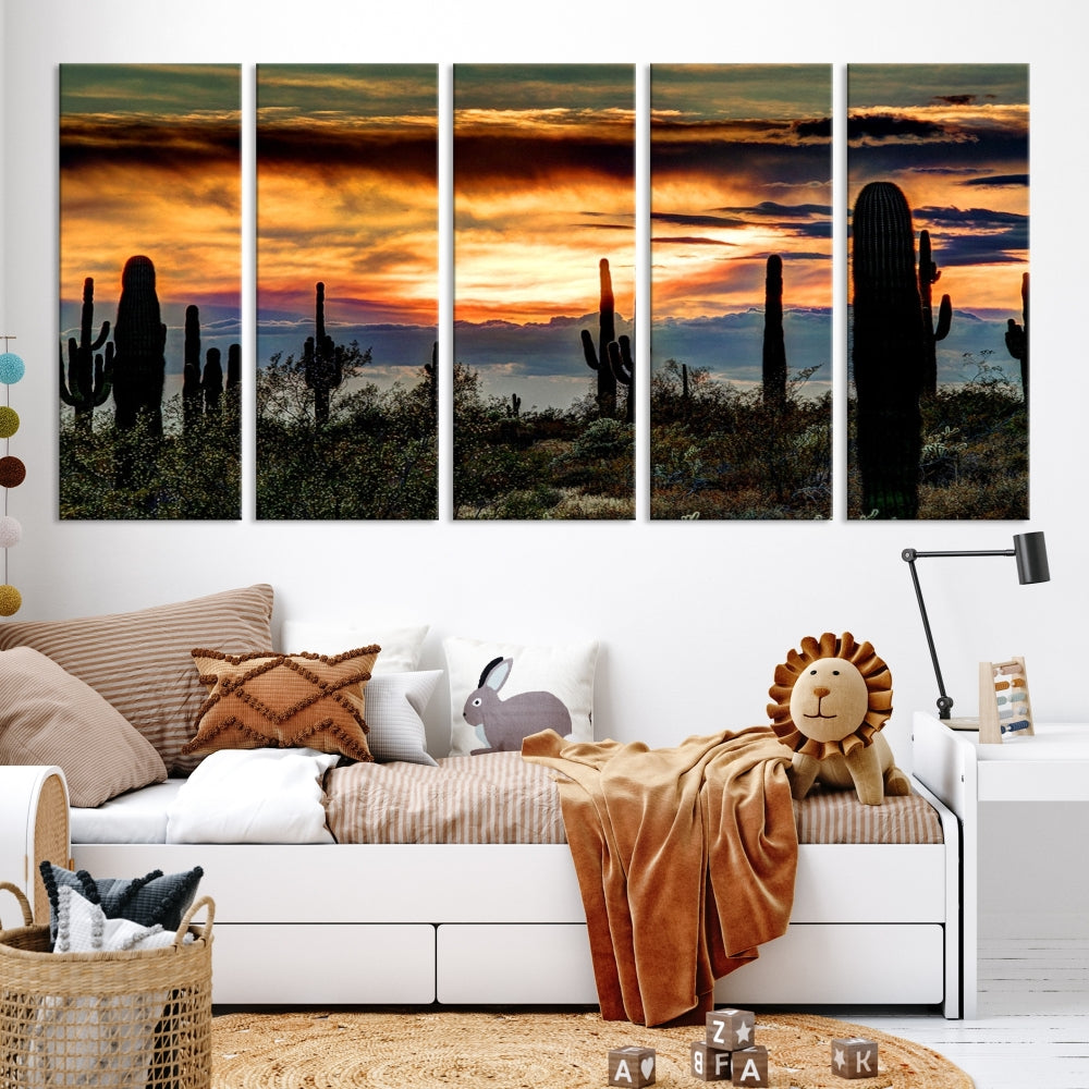 Enhance your living room with the Phoenix Arizona Desert Canvas Wall Art Print, featuring cactus-themed designs on museum-quality canvas. Enjoy hand-assembled pieces and free shipping to add charm to your space.