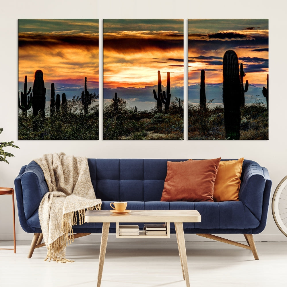 Enhance your living room with the Phoenix Arizona Desert Canvas Wall Art Print, featuring cactus-themed designs on museum-quality canvas. Enjoy hand-assembled pieces and free shipping to add charm to your space.