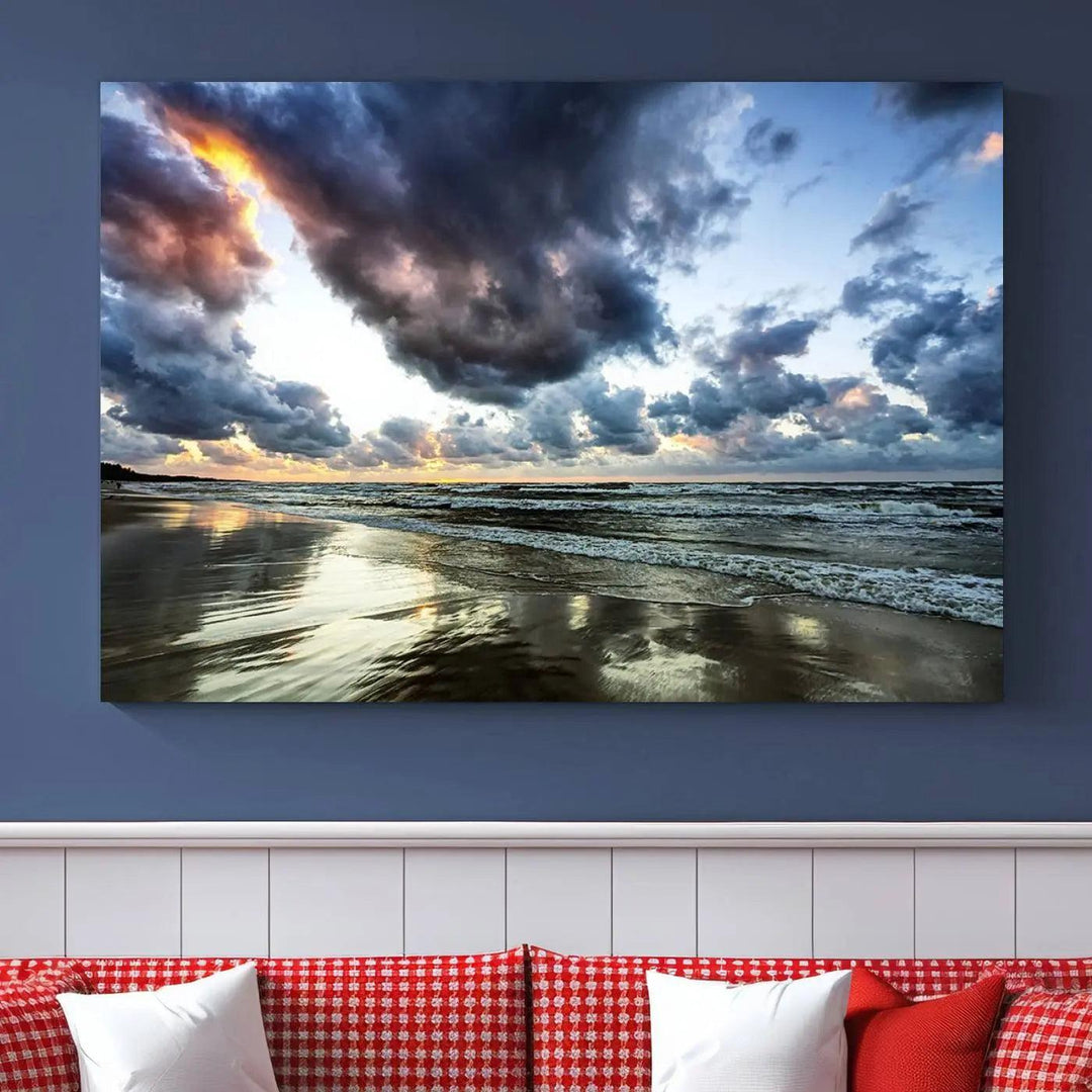 Stormy ocean sky wall art in giclee canvas print with gallery wrap. Perfect for coastal and nautical home decor.