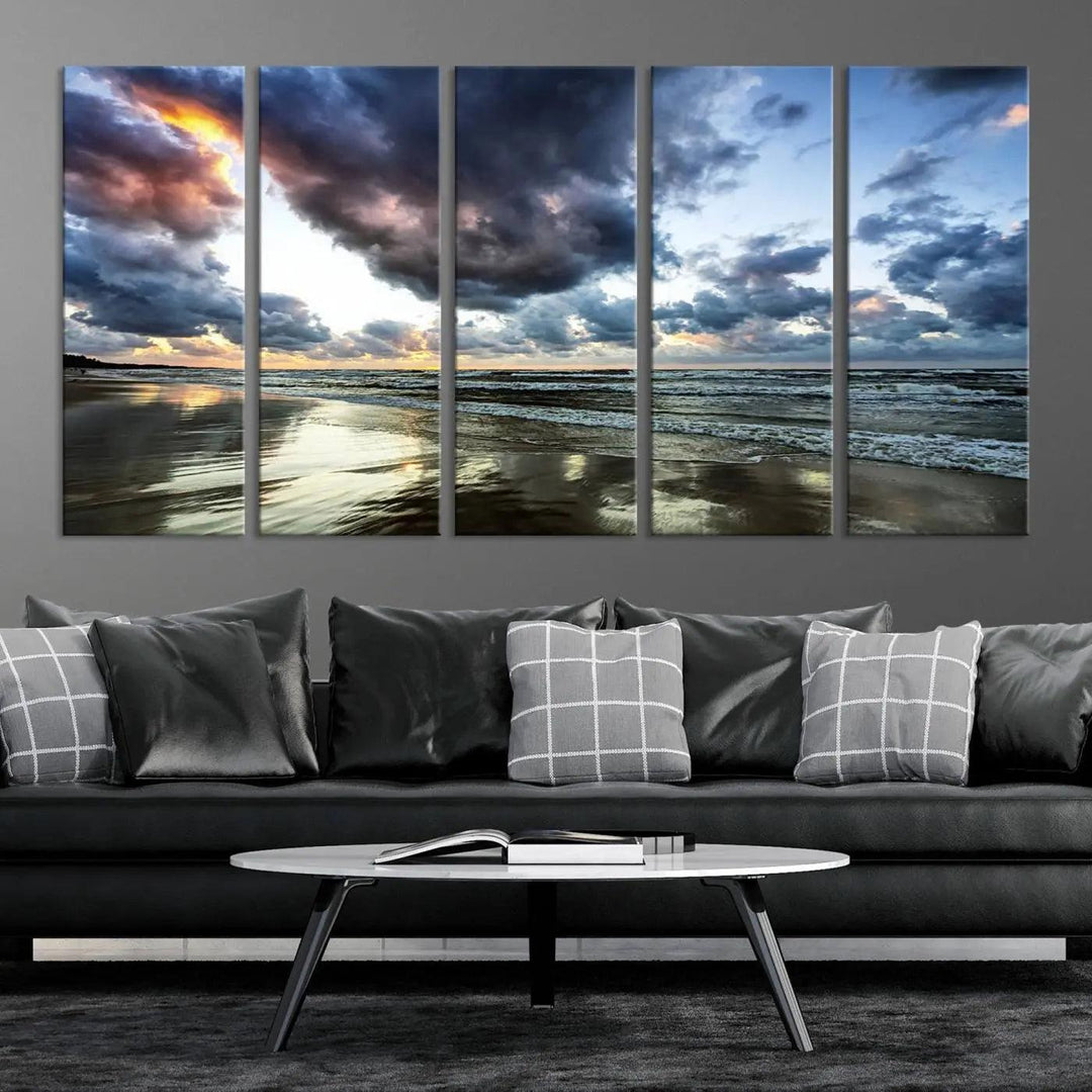 Stormy ocean sky wall art in giclee canvas print with gallery wrap. Perfect for coastal and nautical home decor.