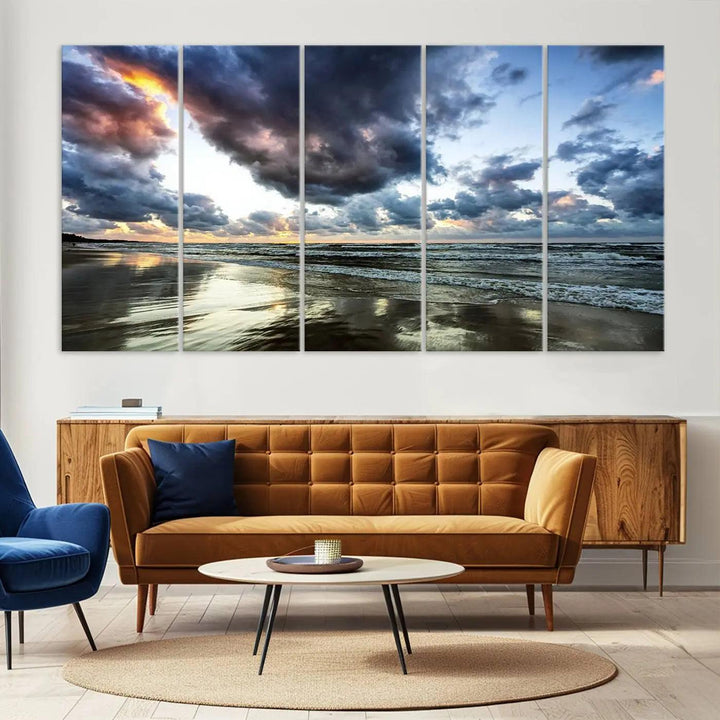 Stormy ocean sky wall art in giclee canvas print with gallery wrap. Perfect for coastal and nautical home decor.