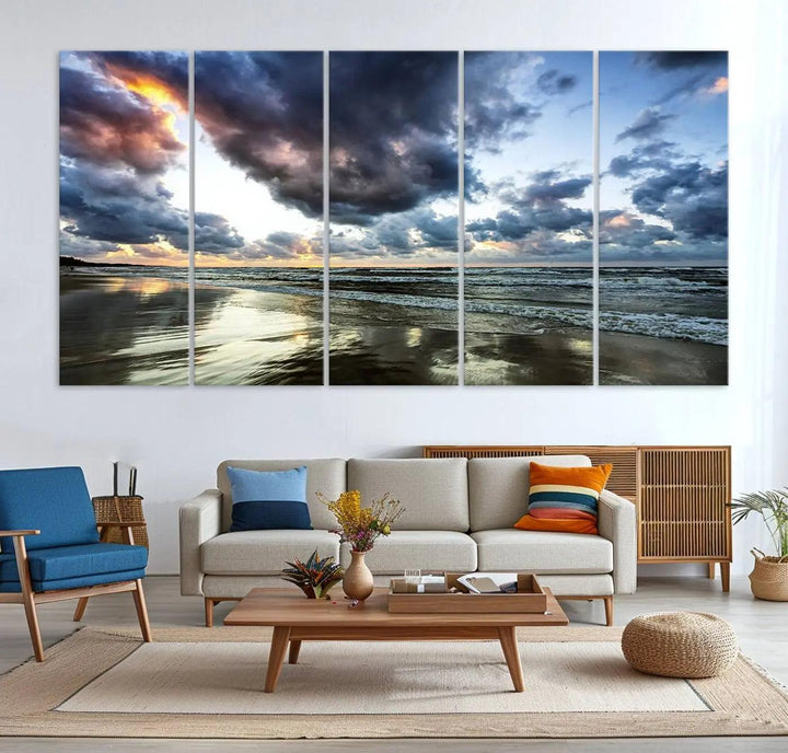 Stormy ocean sky wall art in giclee canvas print with gallery wrap. Perfect for coastal and nautical home decor.