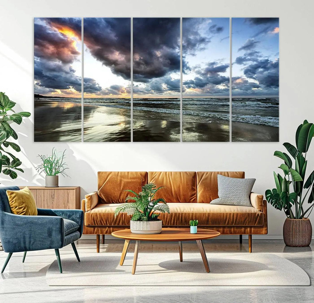 Stormy ocean sky wall art in giclee canvas print with gallery wrap. Perfect for coastal and nautical home decor.