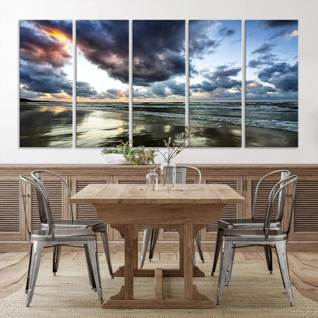 Stormy ocean sky wall art in giclee canvas print with gallery wrap. Perfect for coastal and nautical home decor.