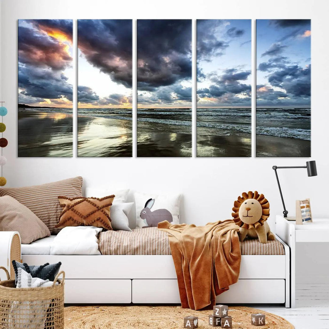 Stormy ocean sky wall art in giclee canvas print with gallery wrap. Perfect for coastal and nautical home decor.