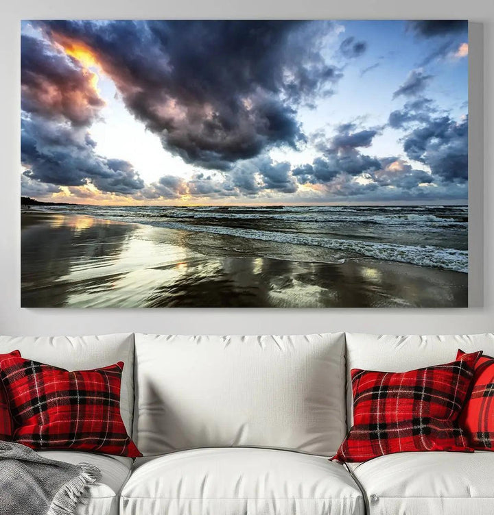 Stormy ocean sky wall art in giclee canvas print with gallery wrap. Perfect for coastal and nautical home decor.