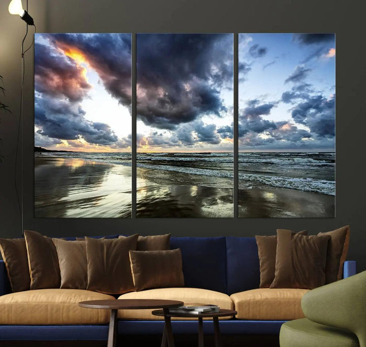 Stormy ocean sky wall art in giclee canvas print with gallery wrap. Perfect for coastal and nautical home decor.