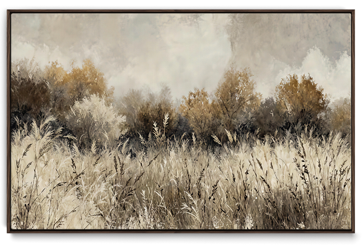 53959945-_Poster-30x20 - Muted Neutral Forest Landscape Canvas Wall Art - Vintage Rustic Wildflower Meadow Print