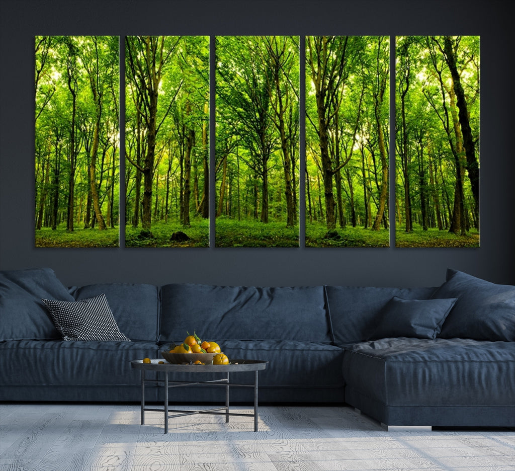 Green forest set of 3 canvas wall art #218