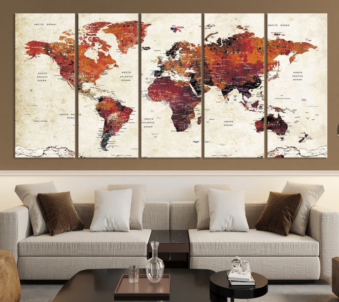 Impresión de arte de pared de mapa mundial grande