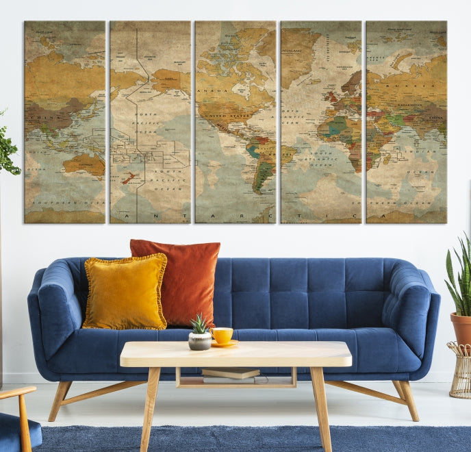 Grunge Art of World Canvas Print