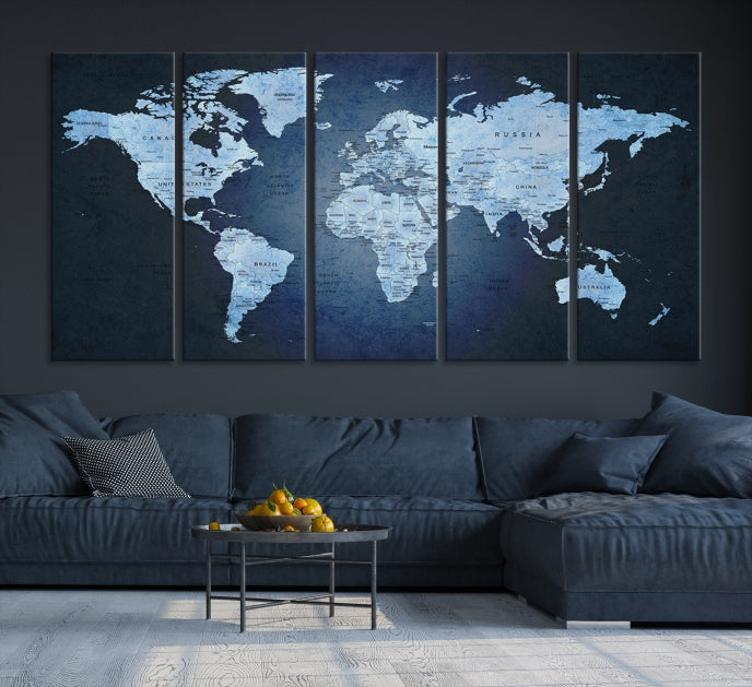 Art mural Carte du monde Push Pin Impression sur toile