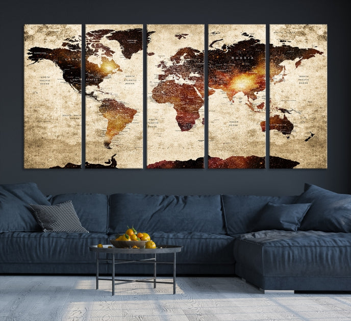 World Map Wall Art Canvas Print