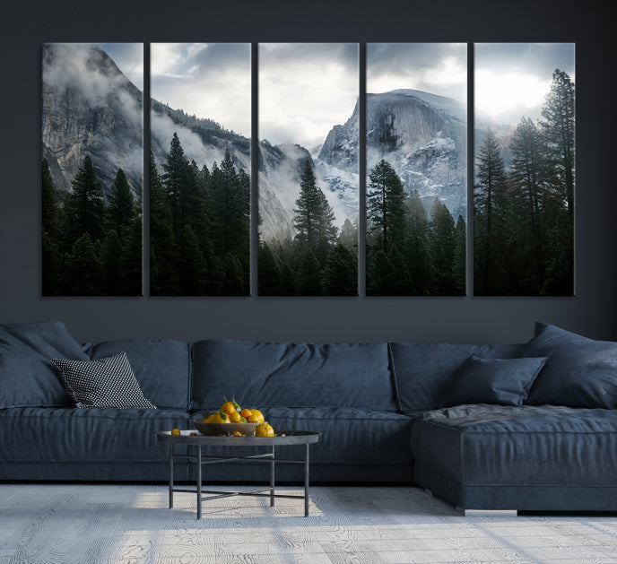 Art mural paysage de forêt brumeuse impression sur toile