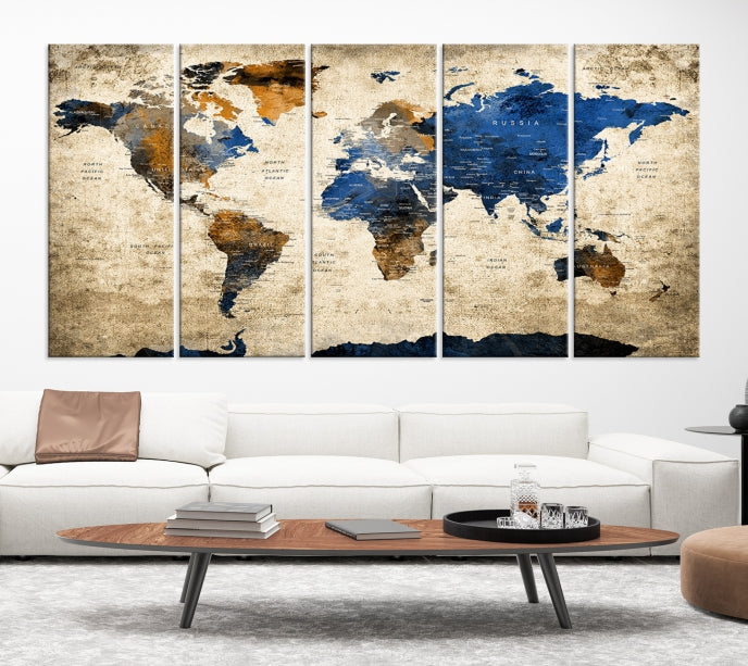 Grande carte du monde Impression sur toile