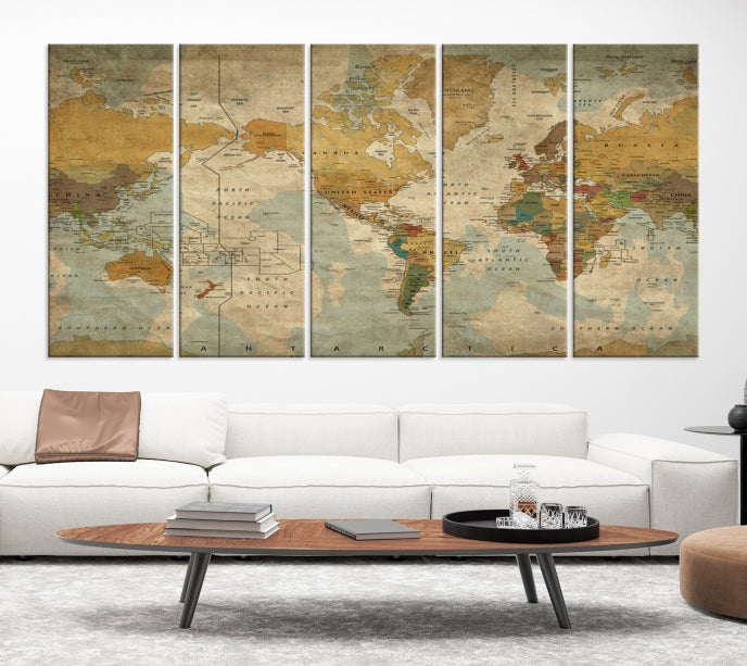 Grunge Art of World Canvas Print