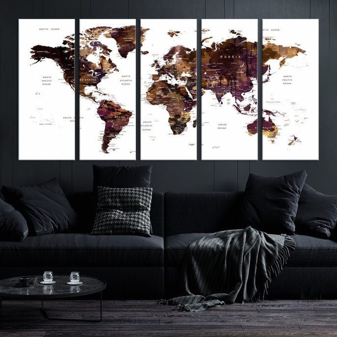 Carte du monde peinture carte du monde Art mural impression sur toile