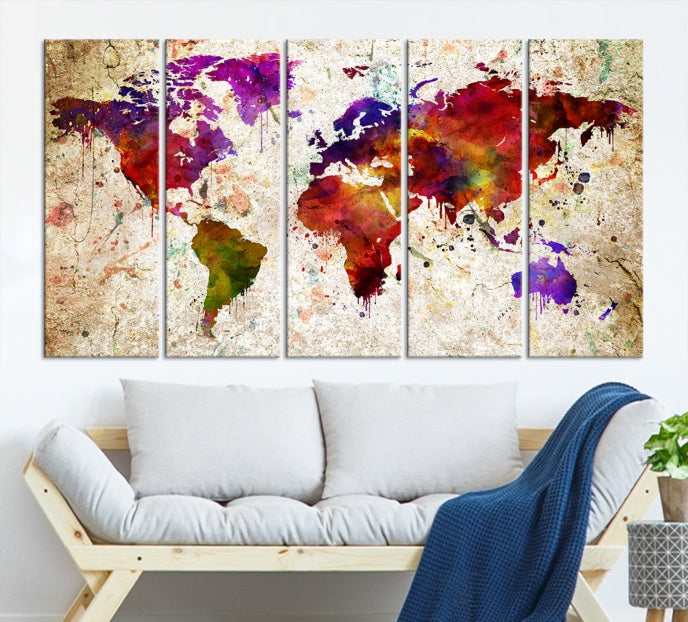 Art mural Carte du monde Impression sur toile Carte du monde Art mural Impression sur toile Carte du monde Impression d’affiche d’art mural