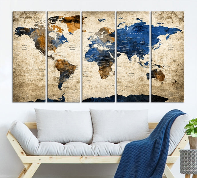 Grande carte du monde Impression sur toile