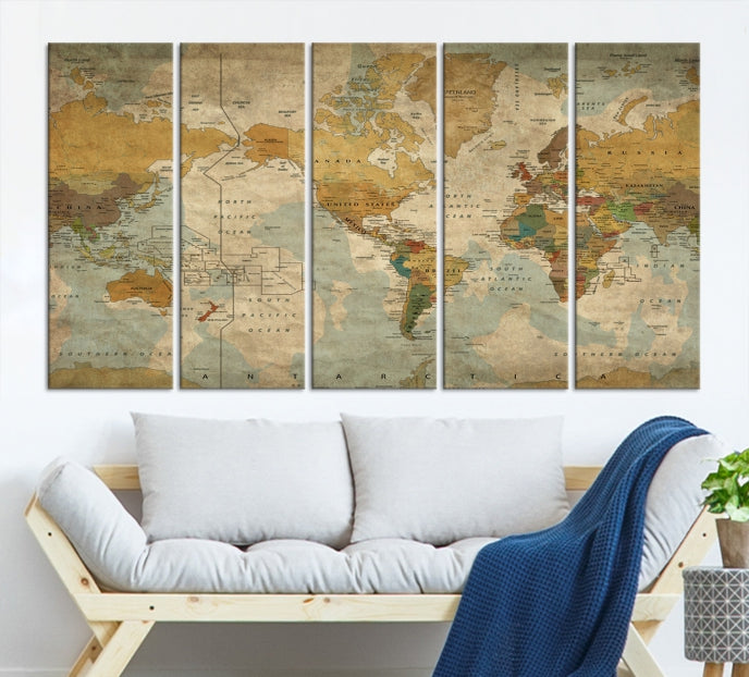 Grunge Art of World Canvas Print