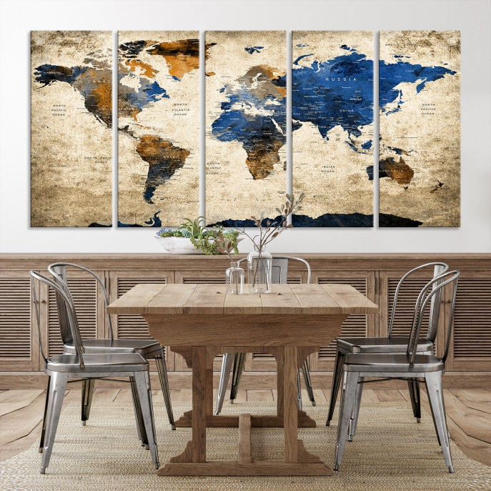 Grande carte du monde Impression sur toile