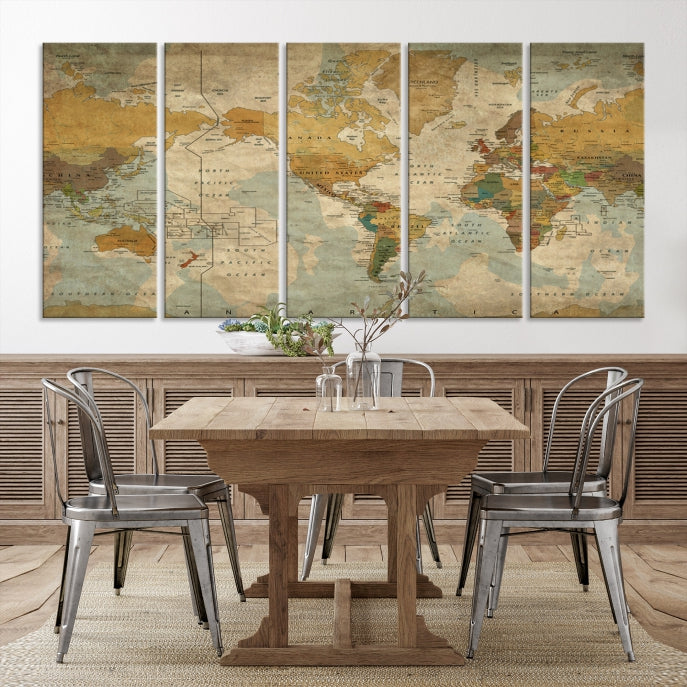 Grunge Art of World Canvas Print