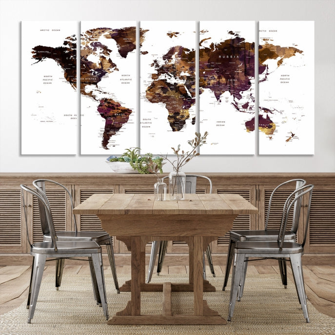Carte du monde peinture carte du monde Art mural impression sur toile
