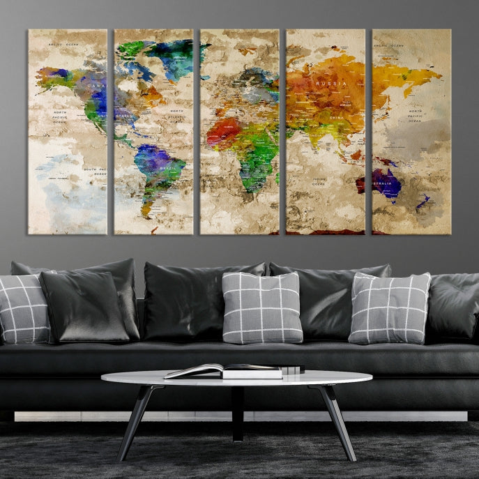 World Map Wall Art Canvas Print