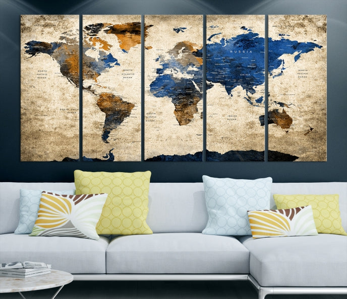 Grande carte du monde Impression sur toile