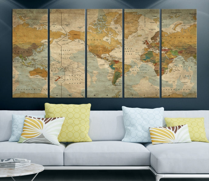 Grunge Art of World Canvas Print