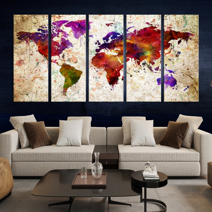 Art mural Carte du monde Impression sur toile Carte du monde Art mural Impression sur toile Carte du monde Impression d’affiche d’art mural
