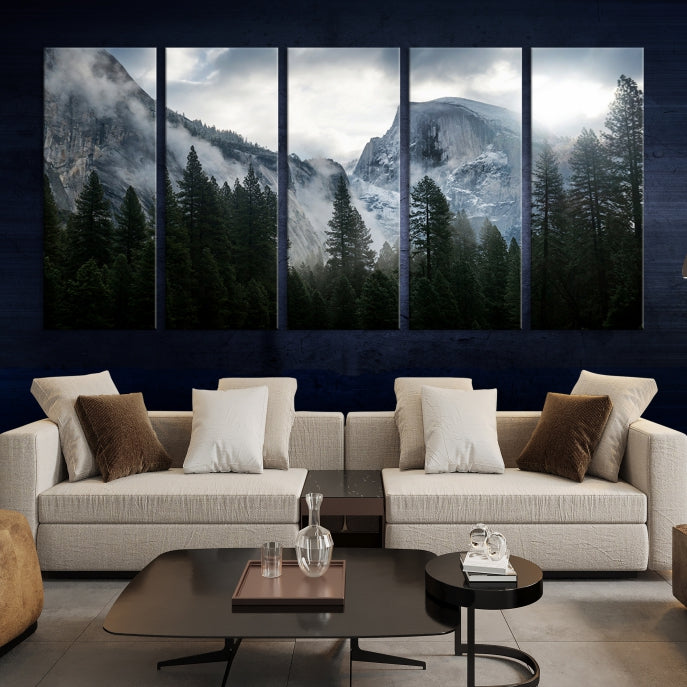 Wall Art Foggy Forest Landscape Canvas Print
