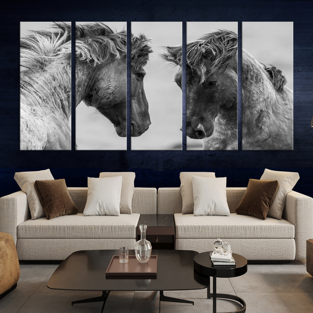 Hermosos caballos blancos lienzo arte de la pared caballo lienzo impresión gran animal arte de la pared arte imprimible decoración del hogar obras de arte para la sala de estar