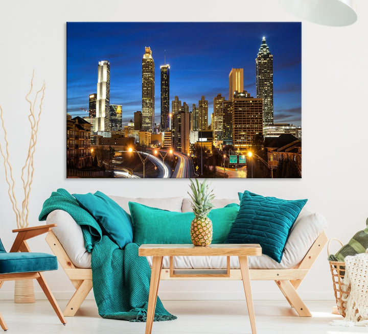 Atlanta Cityscape View Wall Art Canvas Print