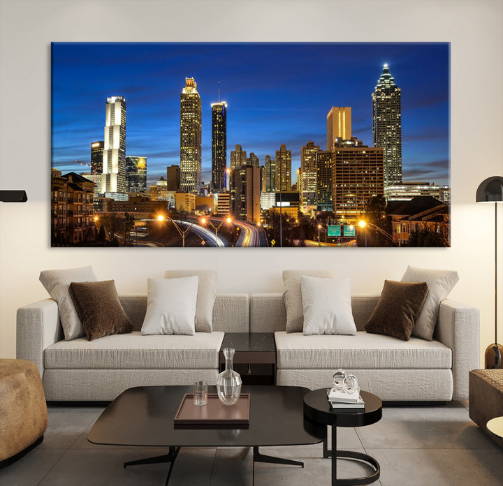 Atlanta Cityscape View Wall Art Canvas Print