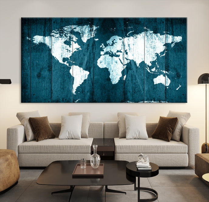 Carte du monde d'art mural aquarelle Impression sur toile