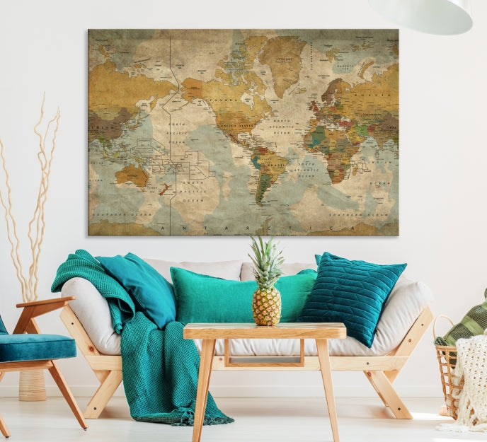 Grunge Art of World Canvas Print