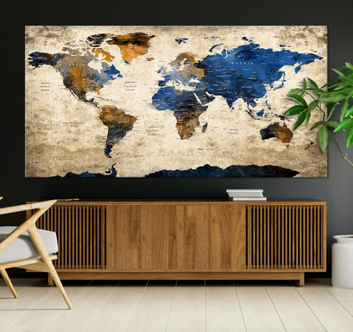 Large World Map Canvas Print