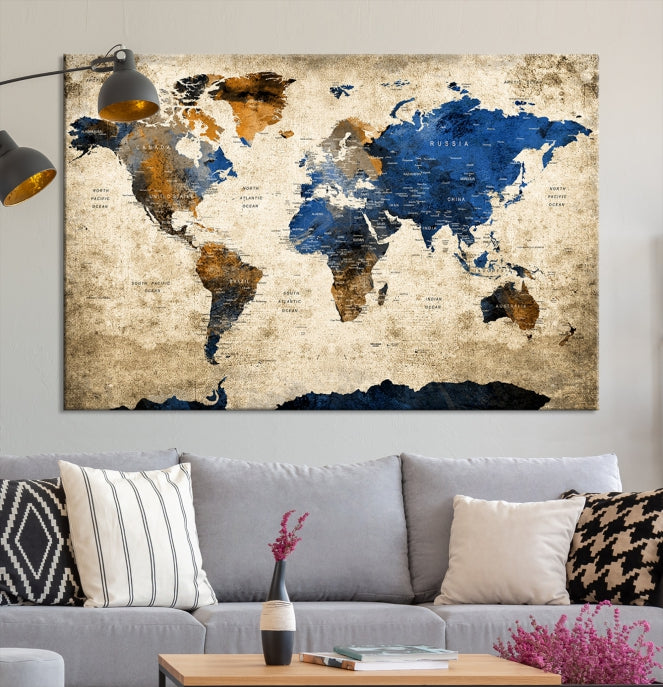 Large World Map Canvas Print