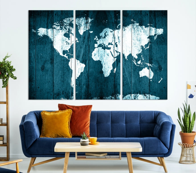 Carte du monde d'art mural aquarelle Impression sur toile