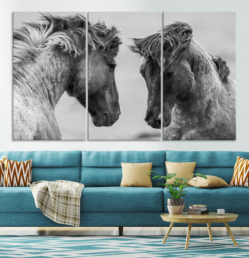 White Horses Wall Art Canvas Print