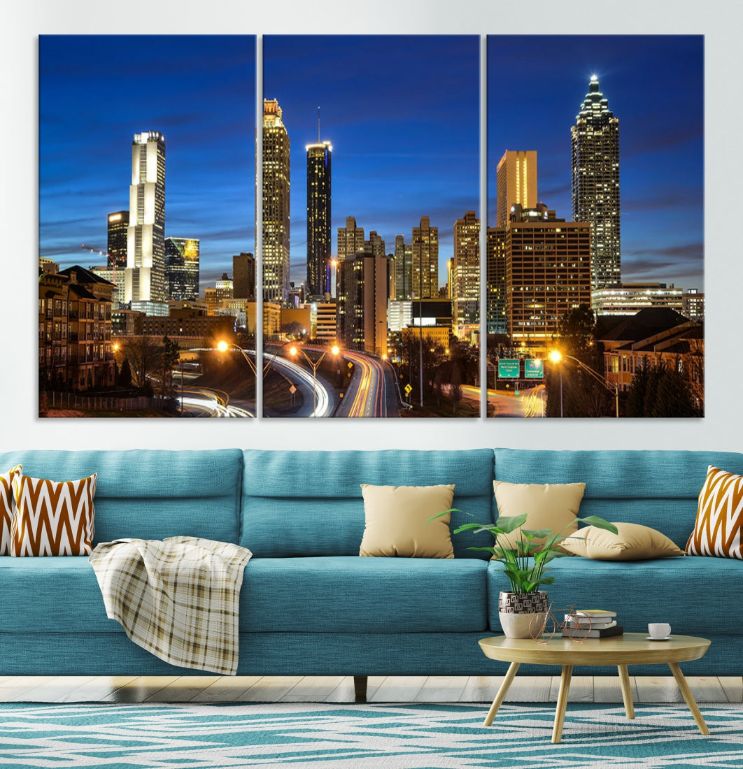 Atlanta Cityscape View Wall Art Canvas Print