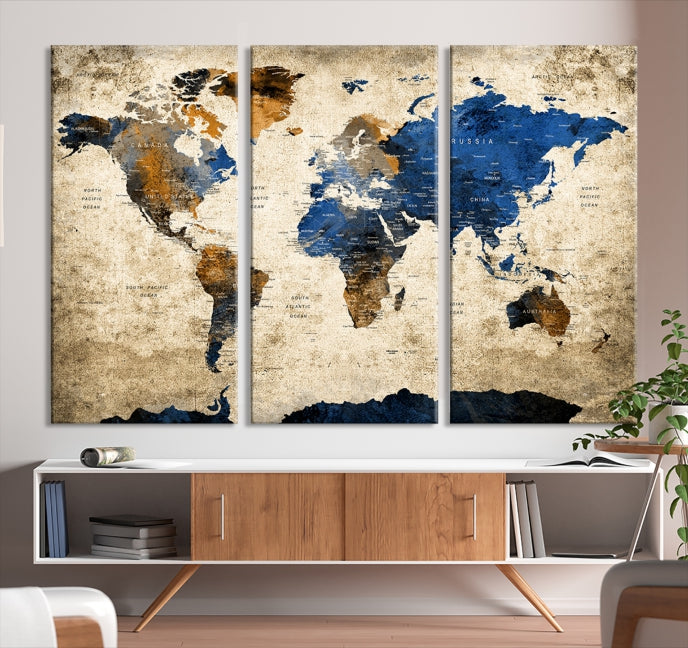 Grande carte du monde Impression sur toile