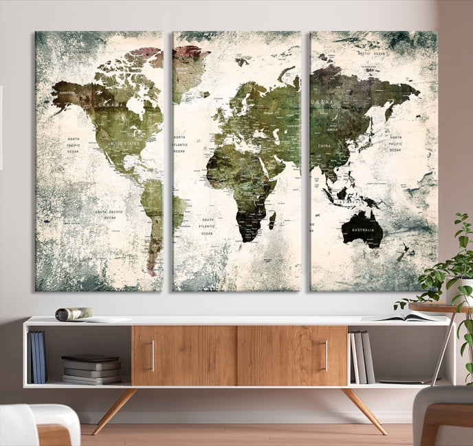 Carte du monde PUSH Pin Impression sur toile
