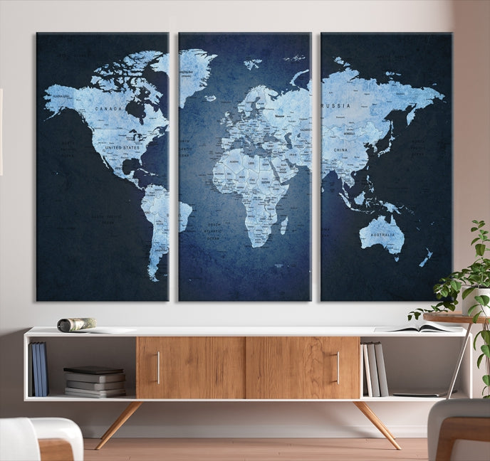 Art mural Carte du monde Push Pin Impression sur toile
