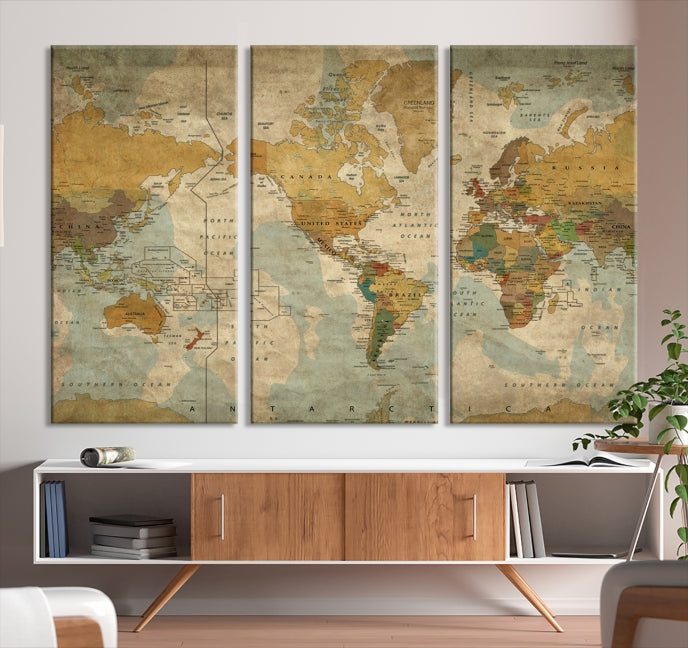 Grunge Art of World Canvas Print