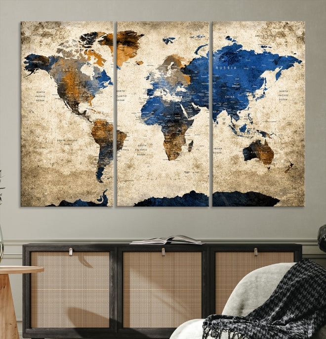 Grande carte du monde Impression sur toile