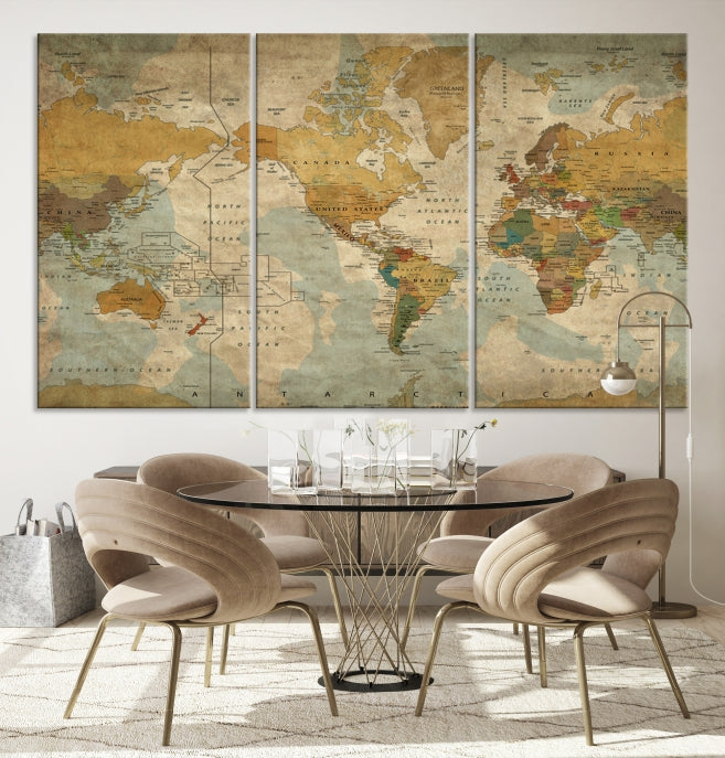 Grunge Art of World Canvas Print