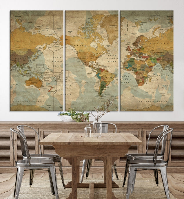 Grunge Art of World Canvas Print