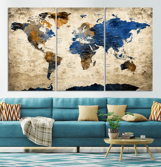 Grande carte du monde Impression sur toile